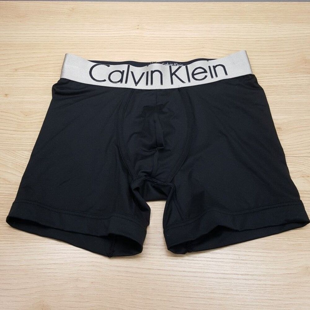 CALVIN KLEIN Boxer Brief Mens Small Black Microfiber Steel Logo NB1620